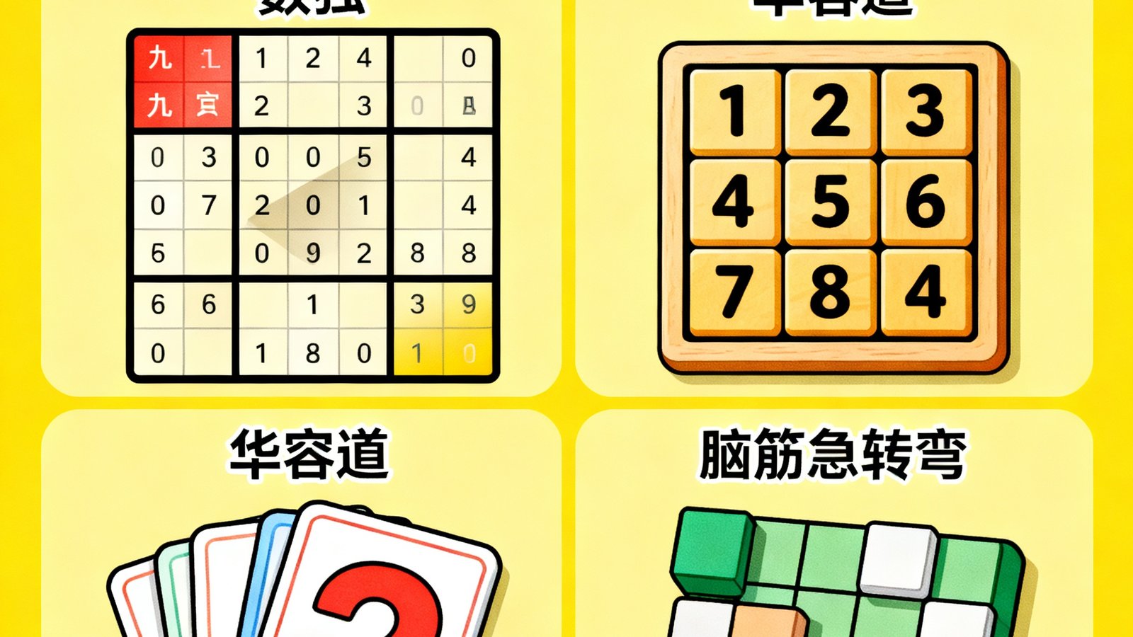 益智游戏，数独、华容道、脑筋急转弯